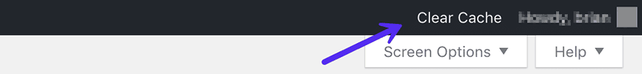 Clear cache WordPress admin toolbar