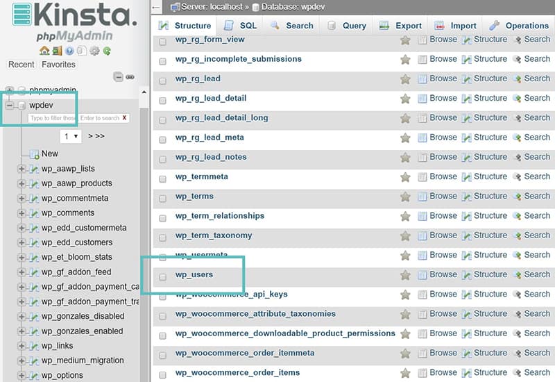 wp_users table